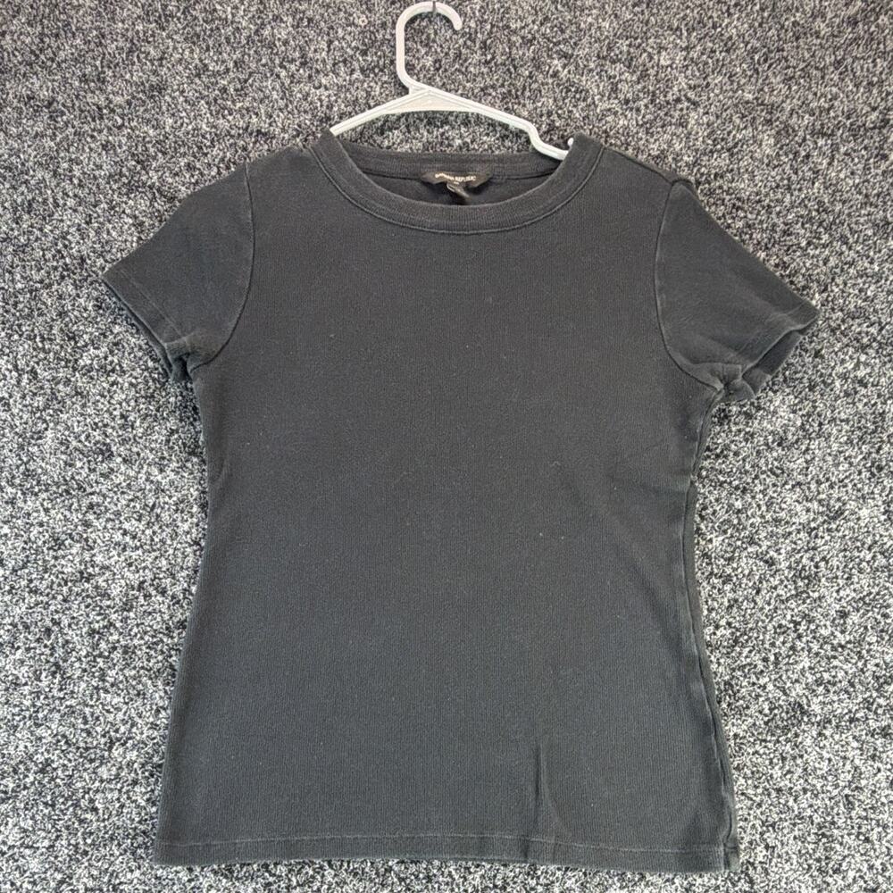 Banana Republic Women's Black Solid Crew Neck Short Sleeve Knit Stretch Tee M